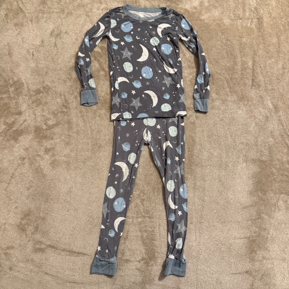 Little Sleepies 3T Bamboo Viscose Pajama Set Moon Stars Celestial Gray